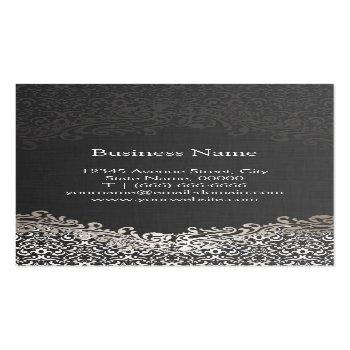 Small Elegant Dark Silver Damask - Hair Stylist Business Card Back View