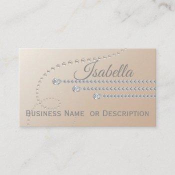 elegant diamonds and pearls on beige business card