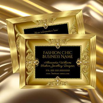 elegant fashion jewellery designer gold gems black business card