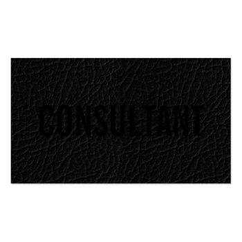 Small Elegant Faux Chic Black Leather Professional Plain Business Card Front View