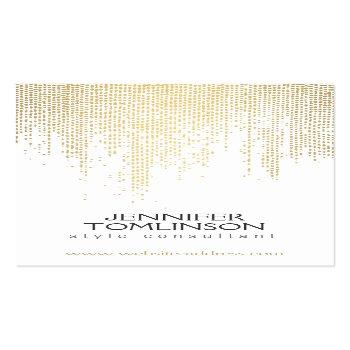 Small Elegant Faux Gold Confetti Dots Pattern Business Card Front View