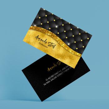 elegant faux gold glitter black diamond monogram business card