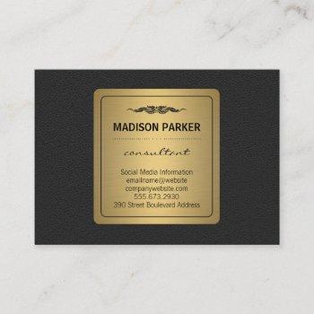 elegant faux gold label leather business card