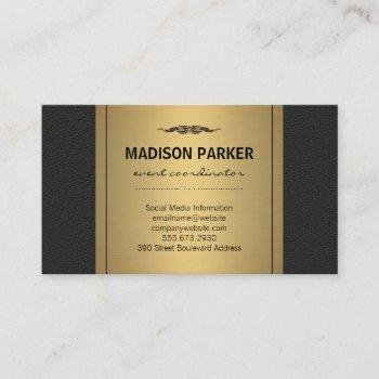 elegant faux gold label leather business card