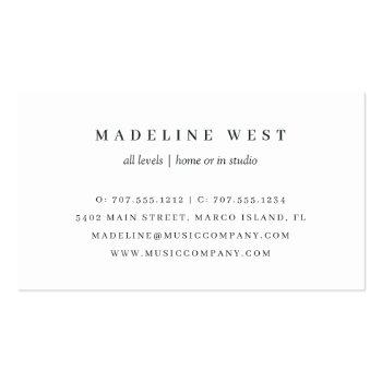 Small Elegant Faux Rose Gold Piano Instructor Business Card Back View