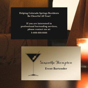 elegant gold black event bartender business card