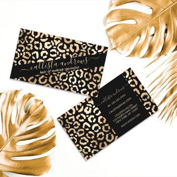 elegant gold black leopard cheetah animal print business card
