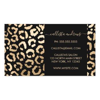Small Elegant Gold Black Leopard Cheetah Animal Print Business Card Back View