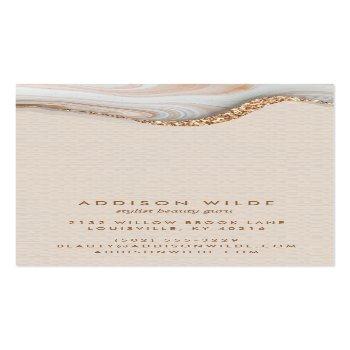 Small Elegant Gold Glitter Marble Agate Jewelry Display Business Card Back View