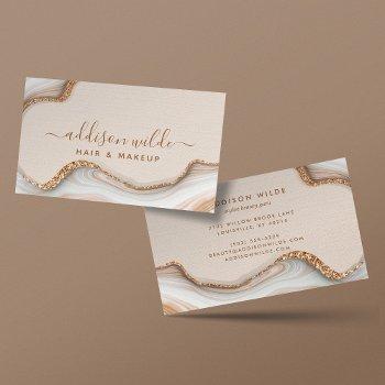 elegant gold glitter marble agate modern chic business card