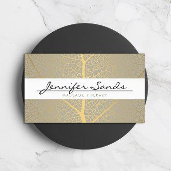 elegant gold leaf tree pattern business card