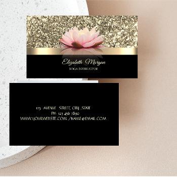 elegant gold, lotus flower yoga instructor business card