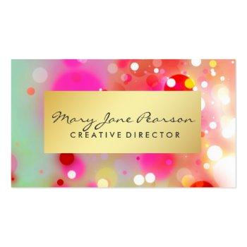 Small Elegant Gold Luxe Red Pink White Green Watercolor Business Card Front View