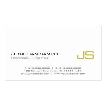 Small Elegant Gold Monogram Plain Modern Luxury Trendy Business Card Front View