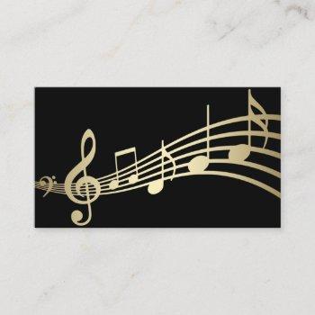 elegant gold music notes on black | business card