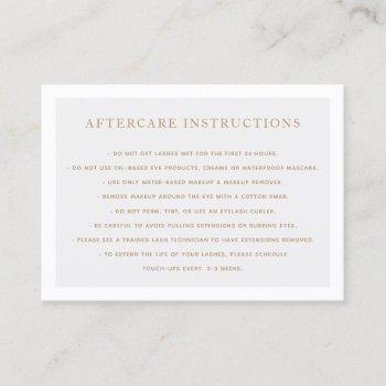 elegant gray aftercare for lash extensions salon business card