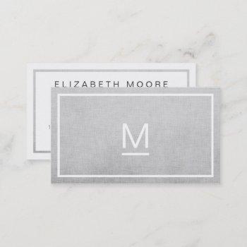 elegant gray linen plain white modern professional business card
