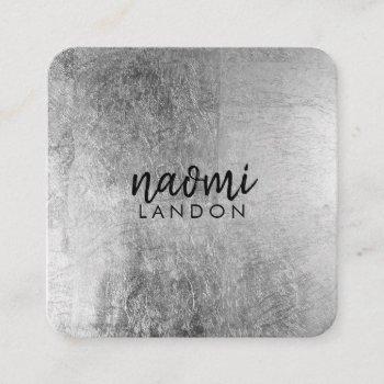 elegant gray silver modern square minimalist black square business card