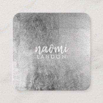 elegant gray silver modern square minimalist white square business card
