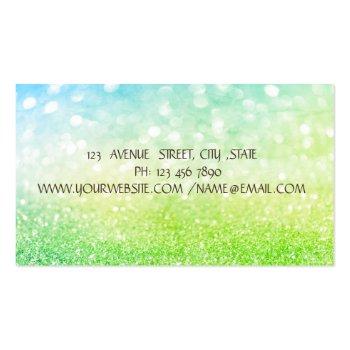 Small Elegant Green Bokeh Gold, Lotus Flower Yoga  Business Card Back View