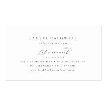 Small Elegant Greenery Business Card Back View
