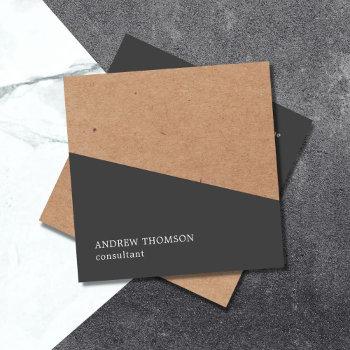 elegant grey faux kraft geometric consultant square business card