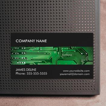 elegant grey green circuit computer repair business card magnet