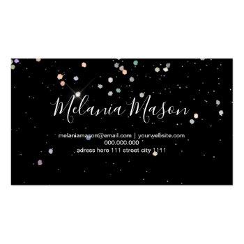 Small Elegant Holographic Glitter Makeup Artist Black Business Card Back View