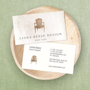 elegant interior designer, french chair business card