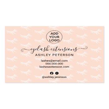 Small Elegant Lashes Aftercare Blush Pink Illustrations Business Card Back View
