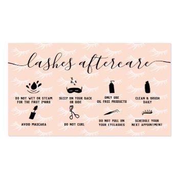 Small Elegant Lashes Aftercare Blush Pink Illustrations Business Card Front View
