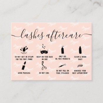 elegant lashes aftercare blush pink illustrations business card