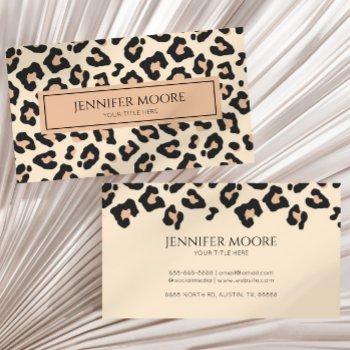 elegant leopard cheetah print brown black custom  business card
