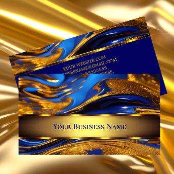 elegant liquid gold royal blue abstract  business card