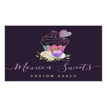 Small Elegant Logo Custom Cakery Square Business Card Front View