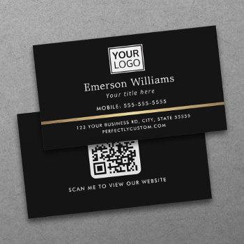 elegant logo qr code golden gradient divider black business card