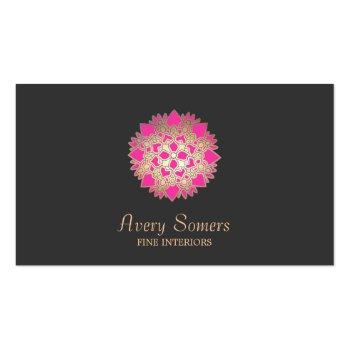 Small Elegant Lotus Flower Interior Designer Business Business Card Front View