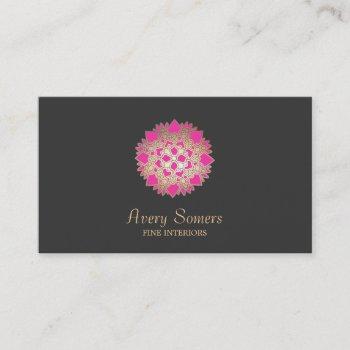 elegant lotus flower interior designer business business card