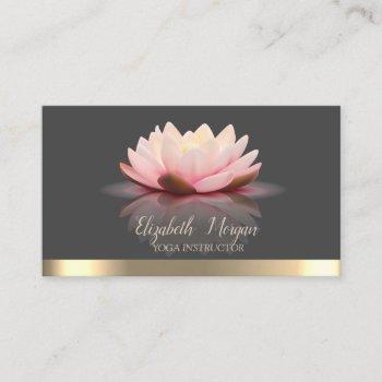 elegant lotus gold stripe yoga instructor business card