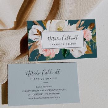 elegant magnolia | teal and white business card