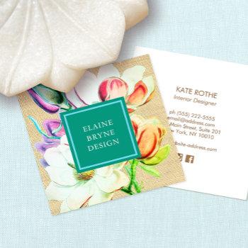 elegant magnolia watercolor floral  business card