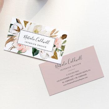 elegant magnolia | white and blush business card