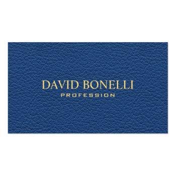 Small Elegant  Masculine  Blue Leather Look Professional Business Card Front View