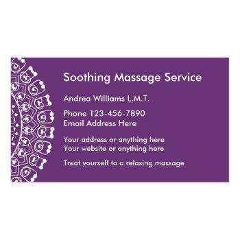 Small Elegant Massage Professional Business Card Front View