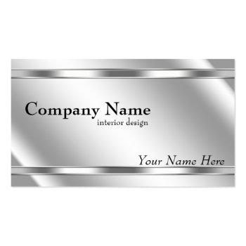 Small Elegant Metallic Look Shaded Platinum Business Card Front View