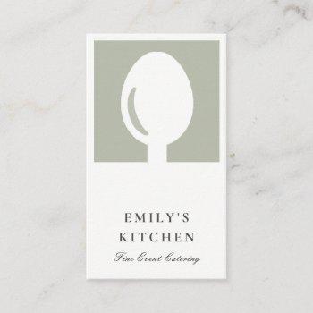 elegant minimal grey white spoon chef catering business card