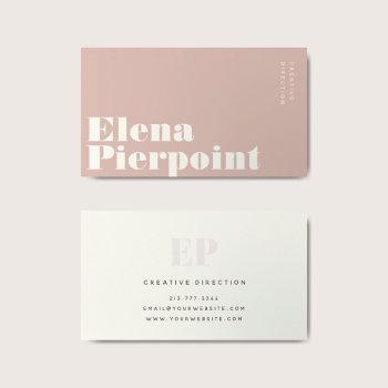 elegant minimal monogram blush ivory professional business card