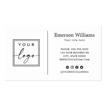 Small Elegant Minimalist Custom Logo White Or Any Color Business Card Front View