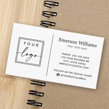 elegant minimalist custom logo white or any color business card