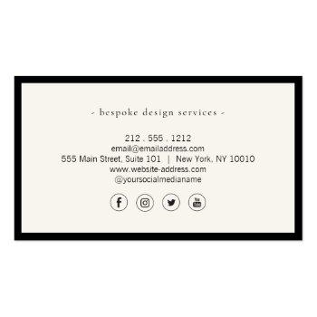 Small Elegant Minimalist Luxury Boutique Black/ivory Business Card Back View